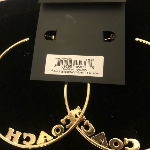 Pave’ Coach Large Hoop earrings Brand New with tags - Picture 4 of 7